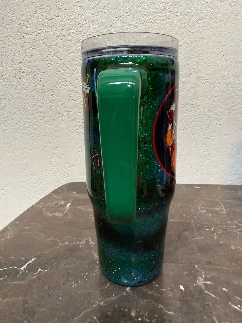 Gus Gus Seven Brew Coffee 7Brew Emerald Green Glitter Tumbler Cup 30 oz Handle